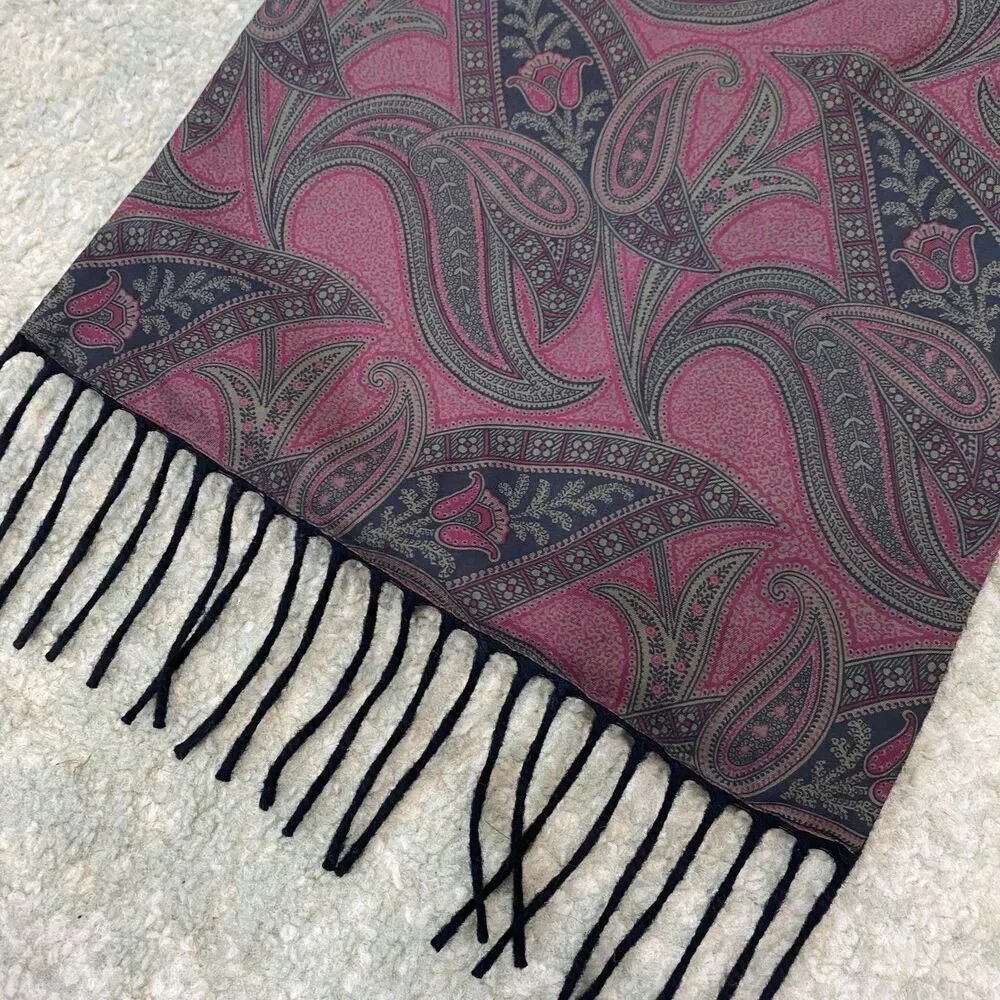 Read! Ermenegildo Zegna Silk Wool Long Paisley Fringed Scarf Classy Classic
